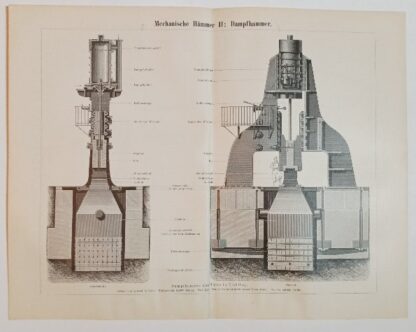 Historischer Druck – Mechanische Hämmer II: Dampfhammer – Holzstich 1897 [1 Blatt].