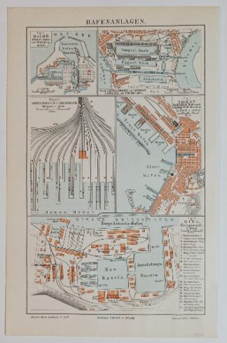 Historischer Druck – Hafenanlagen – Lithographie 1897 [1 Blatt].