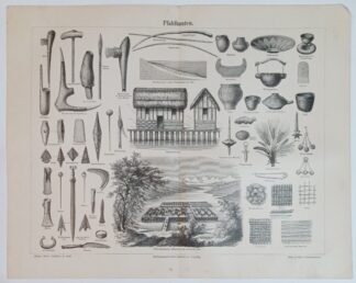 Historischer Druck – Pfahlbauten – Holzstich 1890 [1 Blatt].