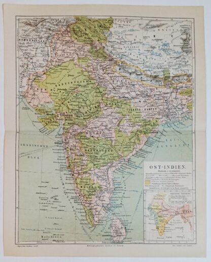 Historische Karte – Ost-Indien 1:12 Mio. – Lithographie 1890 [1 Blatt].