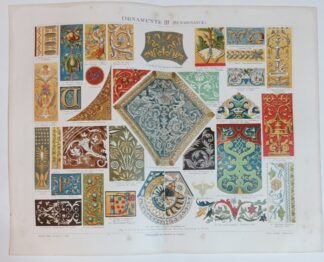 Historischer Druck – Ornamente III – Renaissance – Chromolithographie 1890 [1 Blatt].