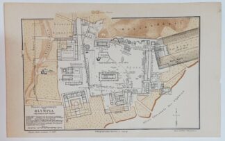 Historischer Plan der Ausgrabungen von Olympia – Lithographie 1890 [1 Blatt].