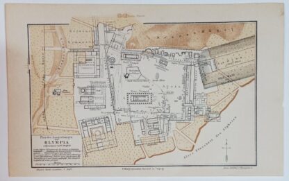 Historischer Plan der Ausgrabungen von Olympia – Lithographie 1890 [1 Blatt].