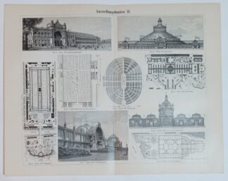 Historischer Druck – Ausstellungsbauten I, II und III – Holzstich 1894 [1 Blatt]. 3