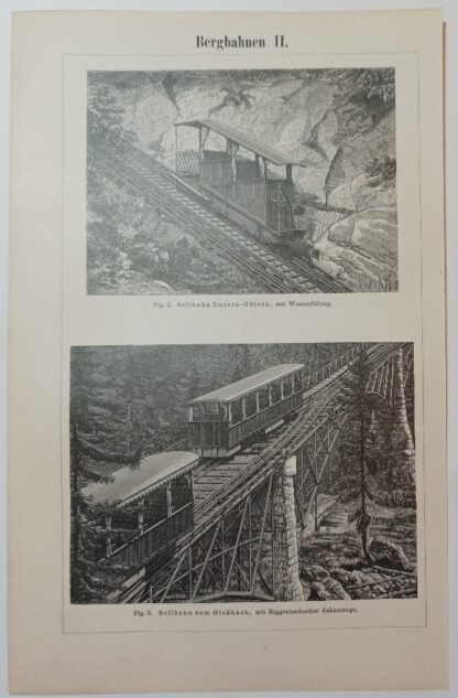Historischer Druck – Bergbahnen II – Holzstich 1894 [1 Blatt].