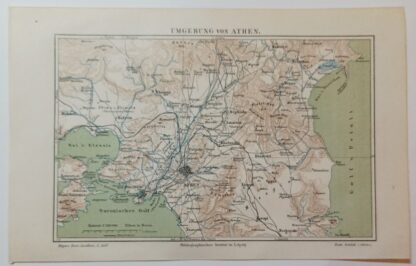 Historische Karte Umgebung von Athen 1:280 000 – Lithographie 1894 [1 Blatt].