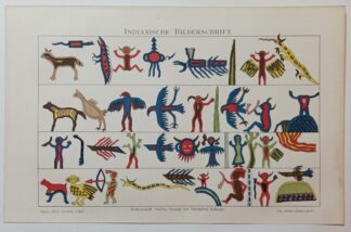 Historischer Druck – Indianische Bilderschrift – Chromolithographie 1894 [1 Blatt].