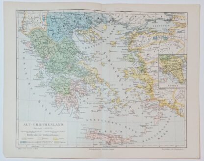 Historische Karte Alt-Griechenland 1:3 500 000 – Lithographie 1895 [1 Blatt].