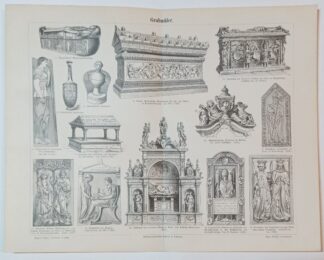 Historischer Druck – Grabmäler – Holzstich 1895 [1 Blatt]. 3