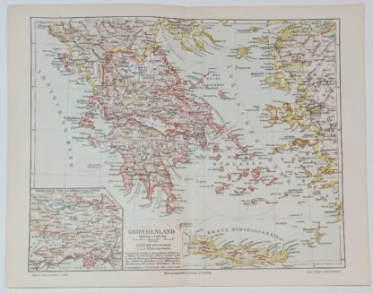 Historische Karte – Griechenland 1:3 000 000 – Lithographie 1895 [1 Blatt].