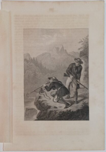 Szene aus Lederstrumpf-Erzählungen von James Fenimore Cooper VIII – Stahlstich 1864.