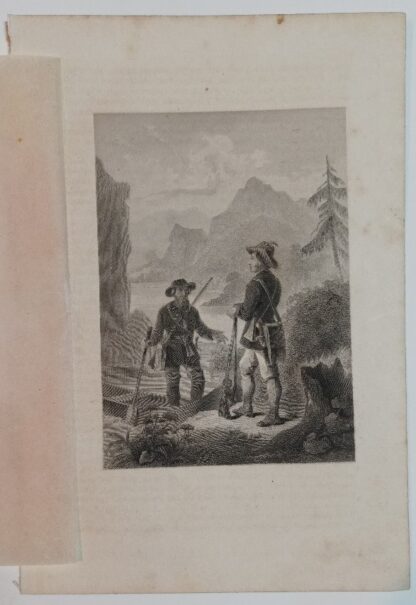 Szene aus Lederstrumpf-Erzählungen von James Fenimore Cooper XIV – Stahlstich 1864.