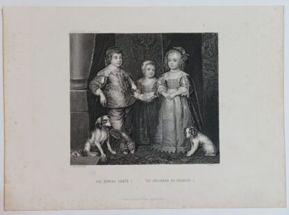 Die Kinder Carl´s I. – The children of Charles I. – Stahlstich 1871.