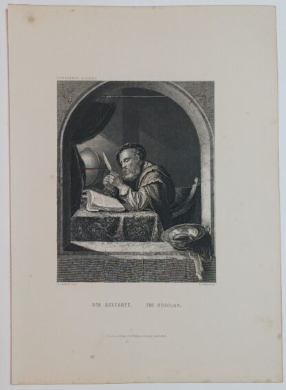 Der Gelehrte – The Scholar – Stahlstich 1871.