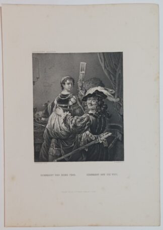 Rembrandt und seine Frau – Rembrandt and his Wife – Stahlstich 1871.