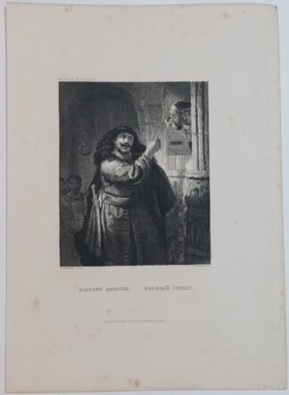 Simson´s Drohung – Samson´s Threat – Stahlstich 1871.