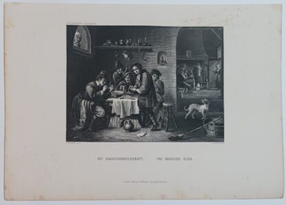 Die Rauchgesellschaft – The Smoking Club – Stahlstich 1871.